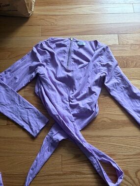 Light Purple Long Sleeve Wrap Top